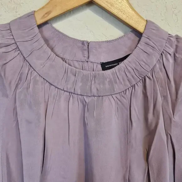 Universal Standard Eros Shirred Neck Top Short Sleeve Blouse Elderberry Size 0 - Picture 4 of 11